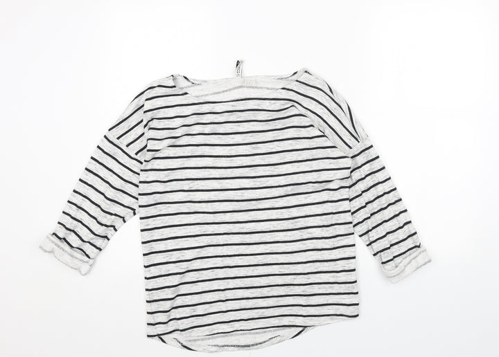 H&M Womens Grey Striped Cotton Pullover Sweatshirt Size XS Pullover