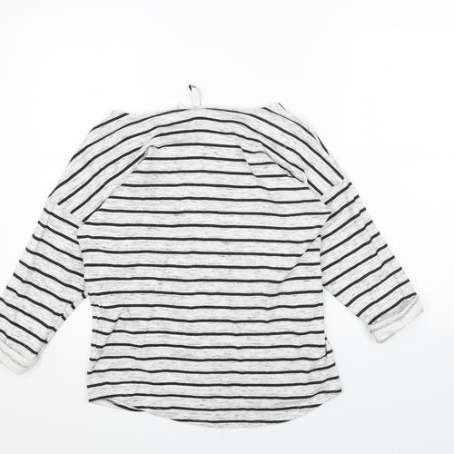 H&M Womens Grey Striped Cotton Pullover Sweatshirt Size XS Pullover