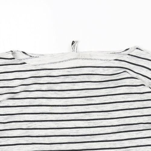 H&M Womens Grey Striped Cotton Pullover Sweatshirt Size XS Pullover