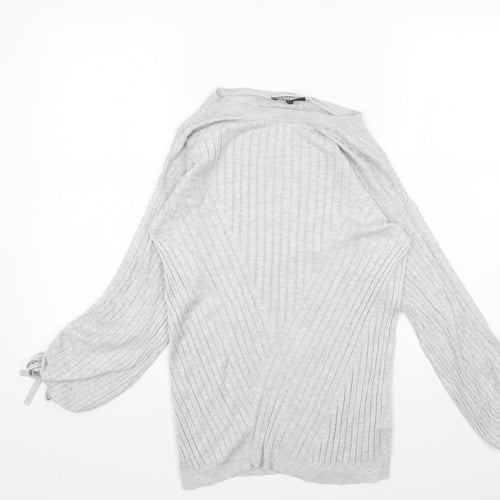 F&F Womens Grey Boat Neck Cotton Pullover Jumper Size 8