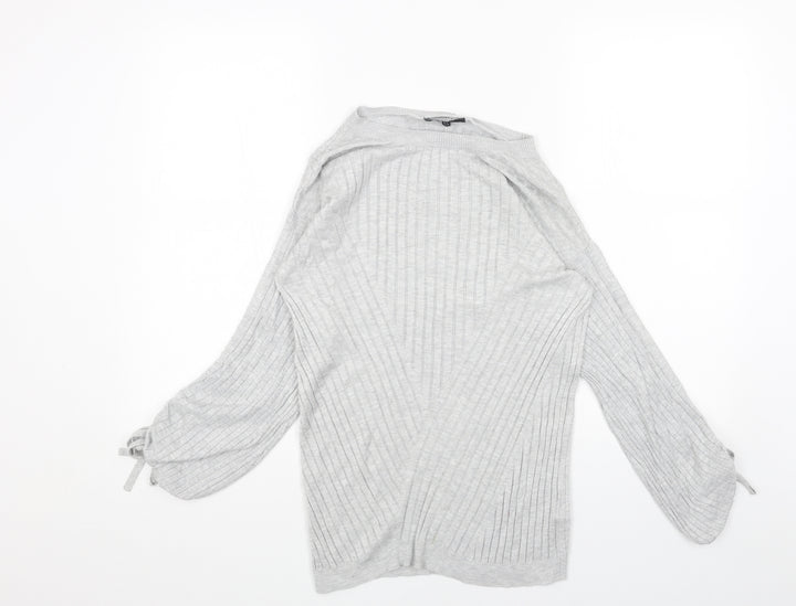 F&F Womens Grey Boat Neck Cotton Pullover Jumper Size 8