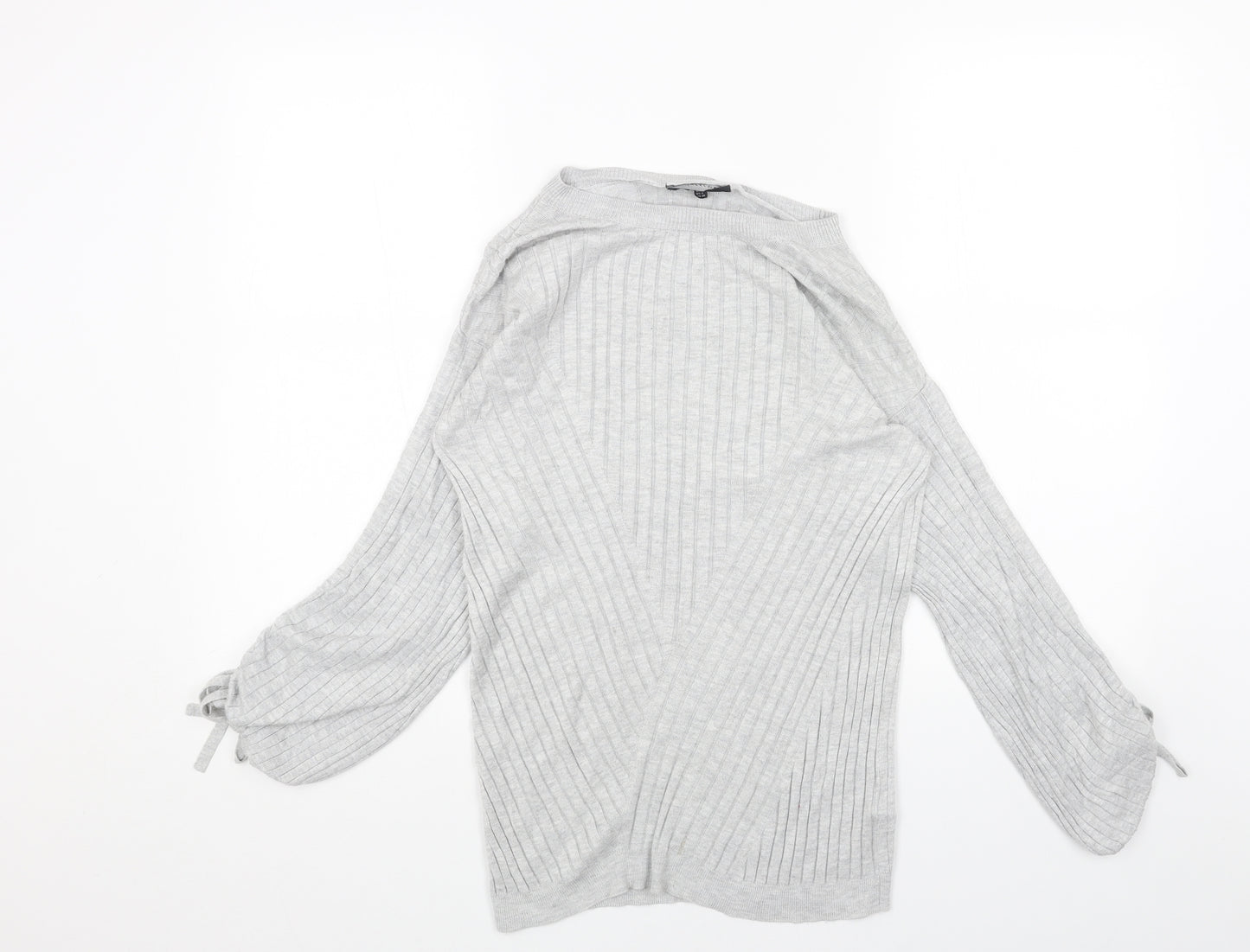F&F Womens Grey Boat Neck Cotton Pullover Jumper Size 8
