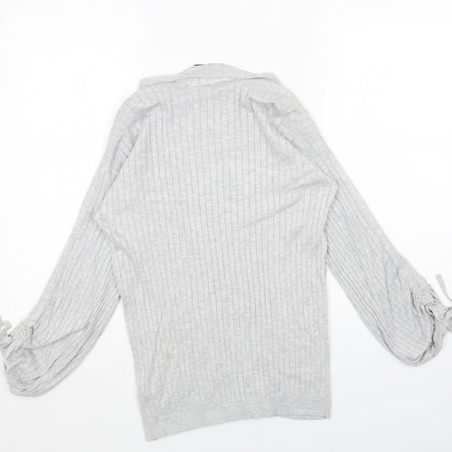 F&F Womens Grey Boat Neck Cotton Pullover Jumper Size 8