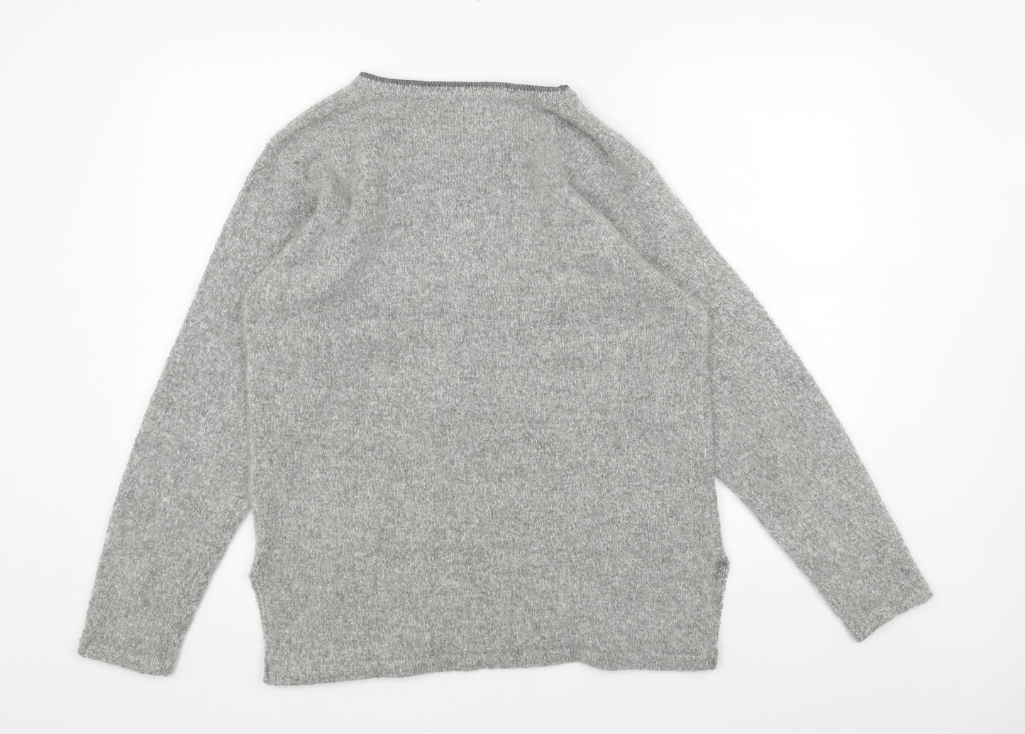 FRANK SAUL Womens Grey Round Neck Acrylic Cardigan Jumper Size S
