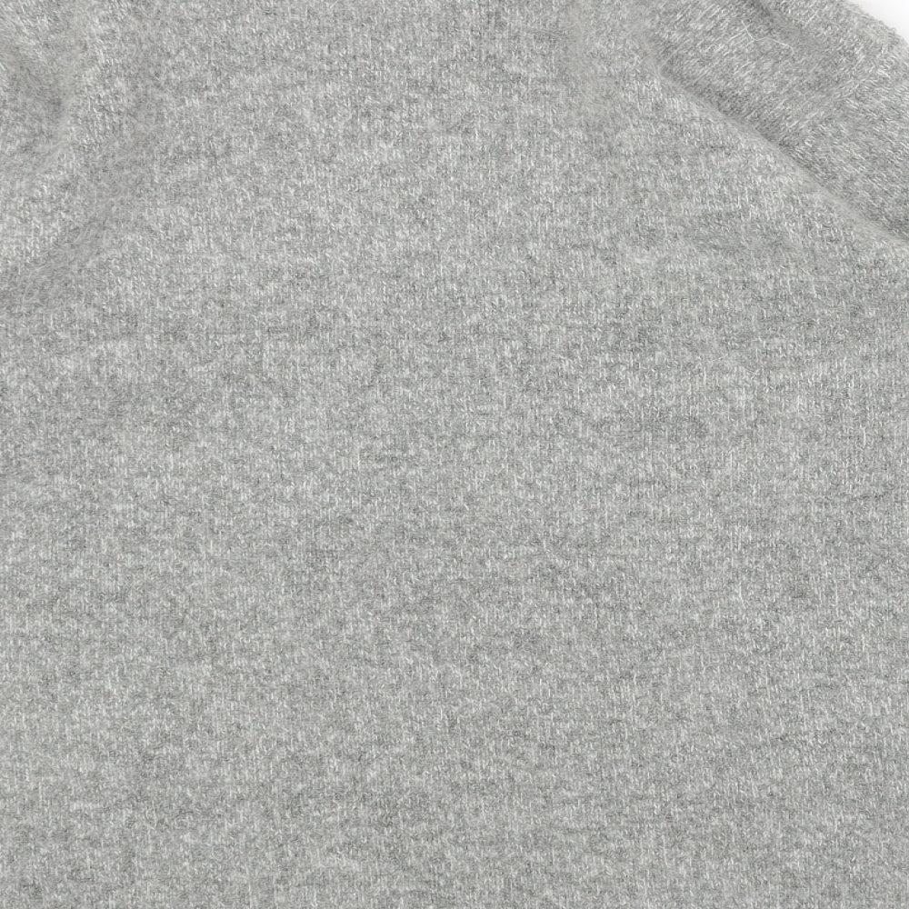 FRANK SAUL Womens Grey Round Neck Acrylic Cardigan Jumper Size S