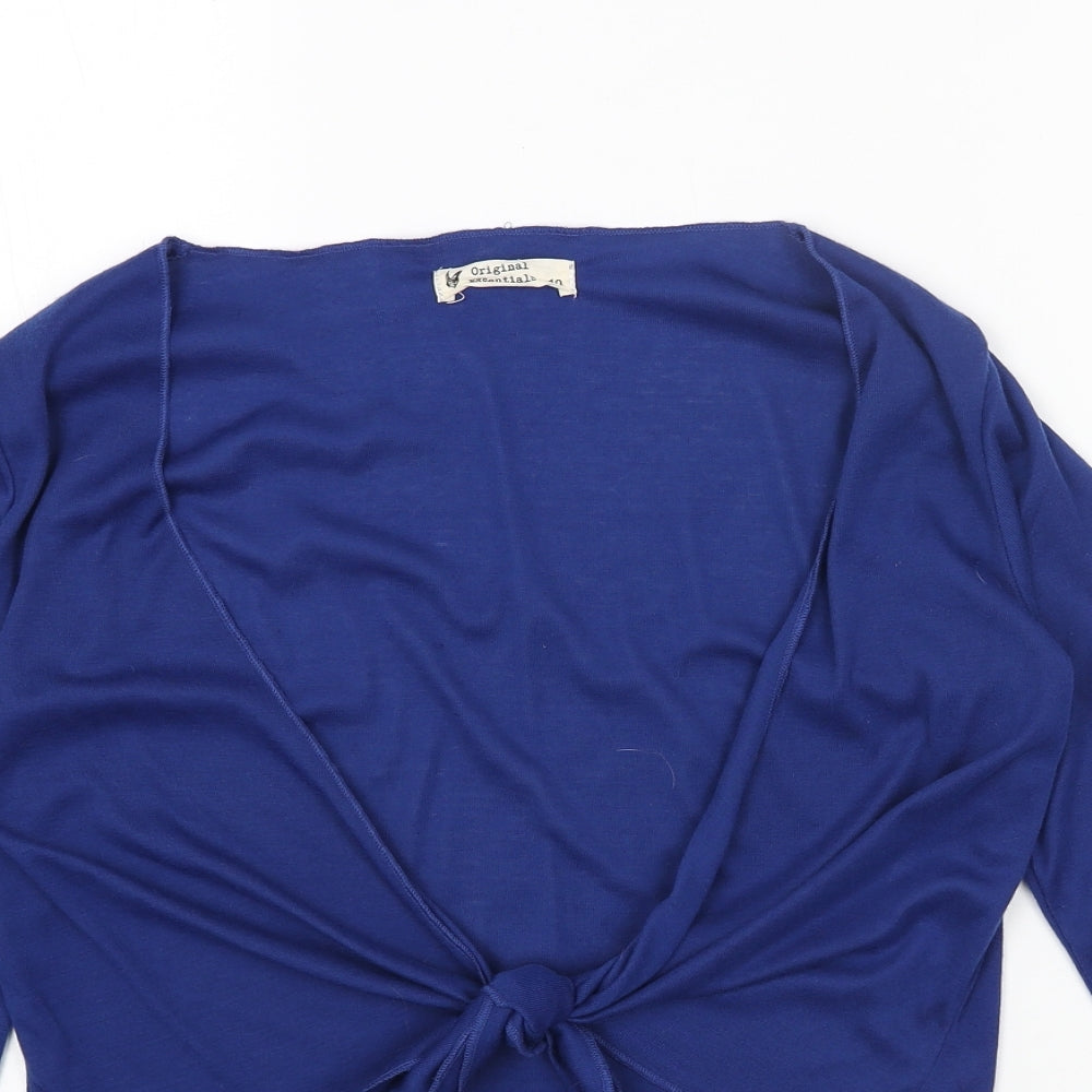 Original Womens Blue Cotton Wrap T-Shirt Size 10 V-Neck
