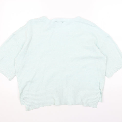 New Look Womens Green Scoop Neck Acrylic Pullover Jumper Size 14