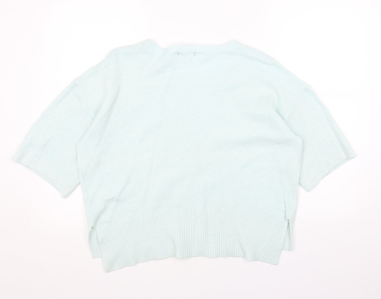 New Look Womens Green Scoop Neck Acrylic Pullover Jumper Size 14