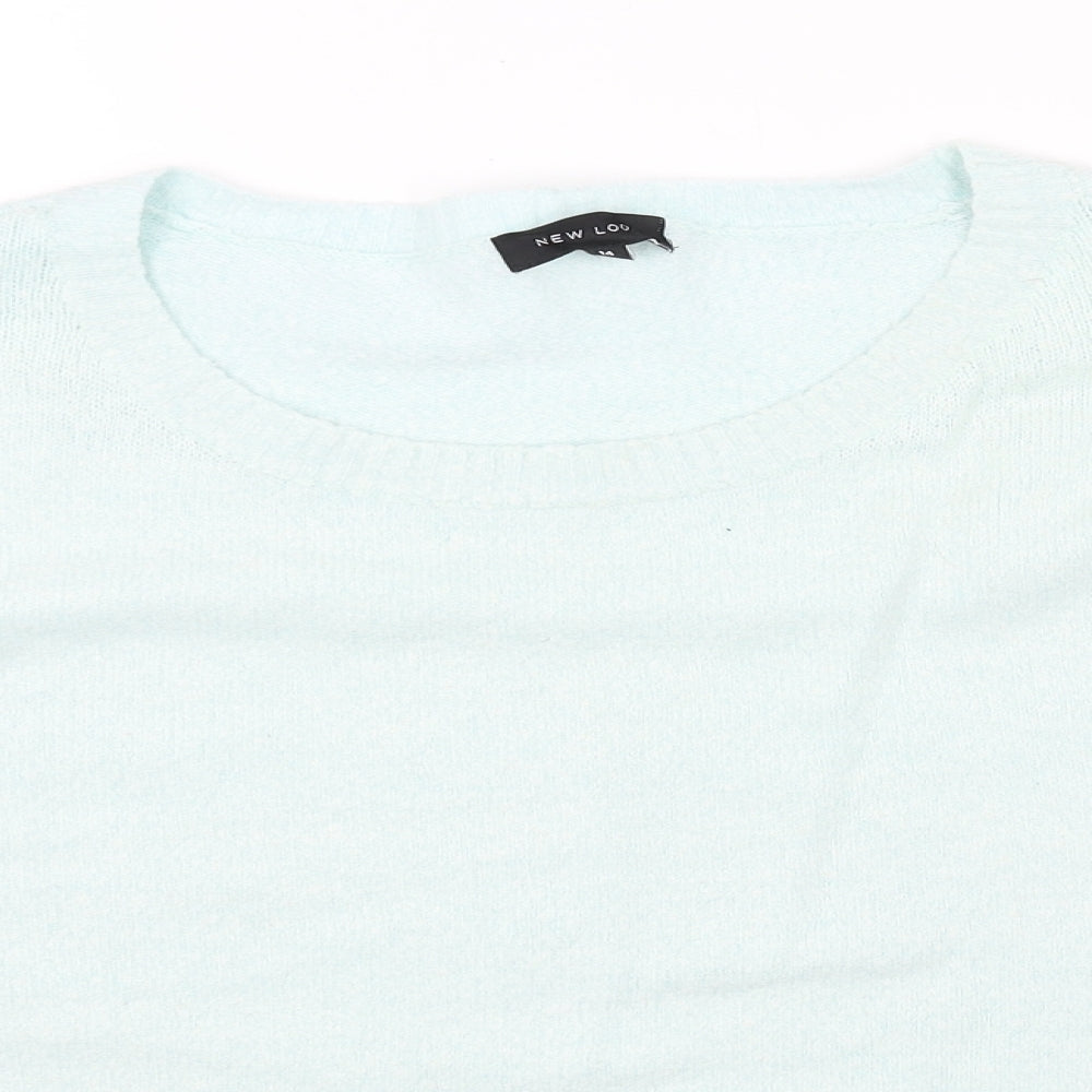 New Look Womens Green Scoop Neck Acrylic Pullover Jumper Size 14
