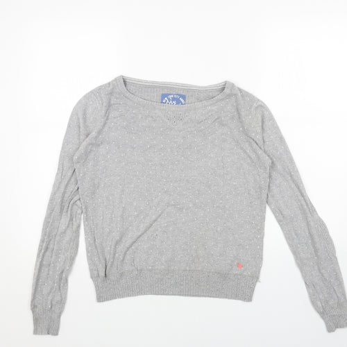 New York Womens Grey Boat Neck Acrylic Pullover Jumper Size XS