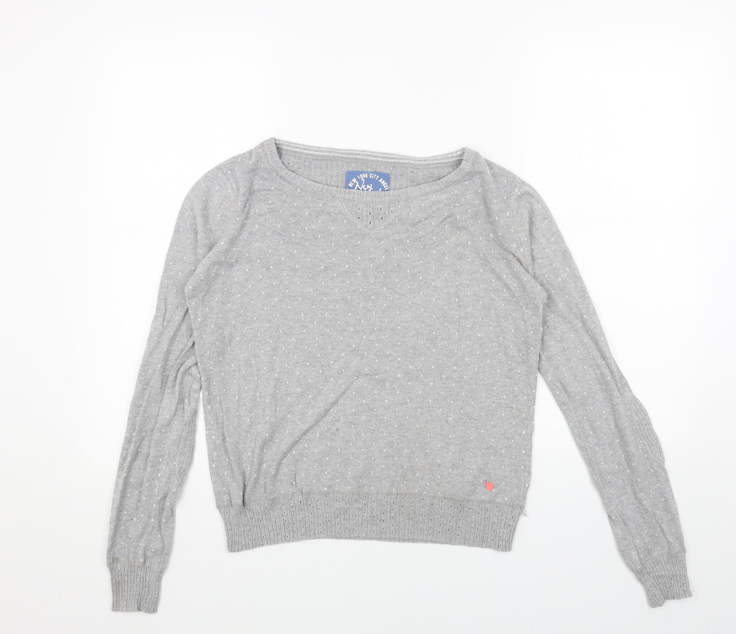 New York Womens Grey Boat Neck Acrylic Pullover Jumper Size XS