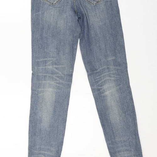Mango Womens Blue Cotton Straight Jeans Size 6 L28 in Regular Button