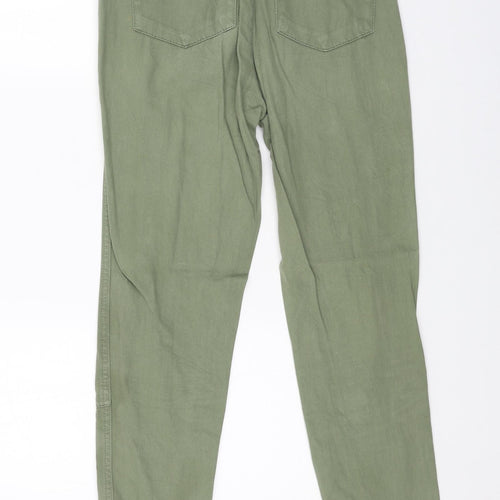 Topshop Womens Green Cotton Straight Jeans Size 8 L26 in Regular Button