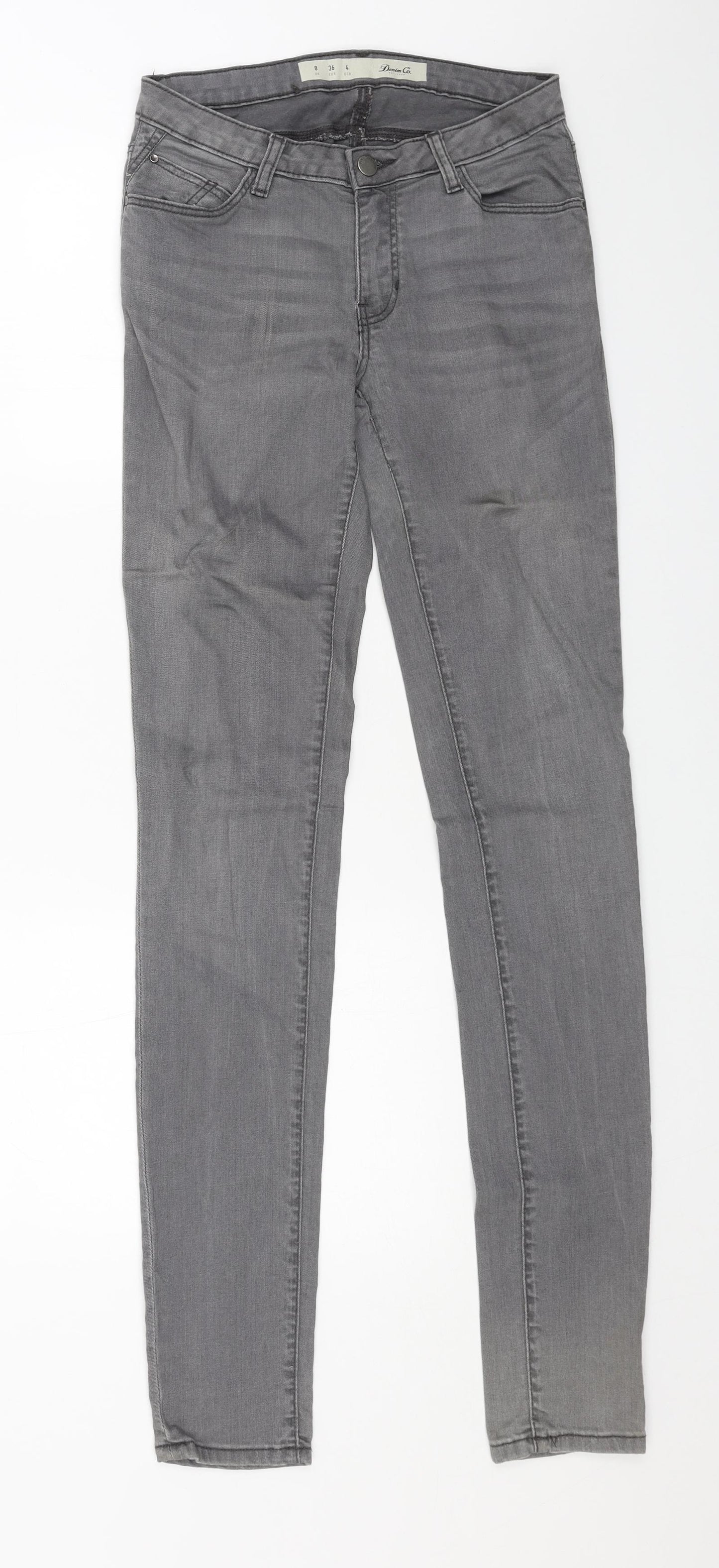 Denim & Co. Womens Grey Cotton Skinny Jeans Size 8 L32 in Regular Button