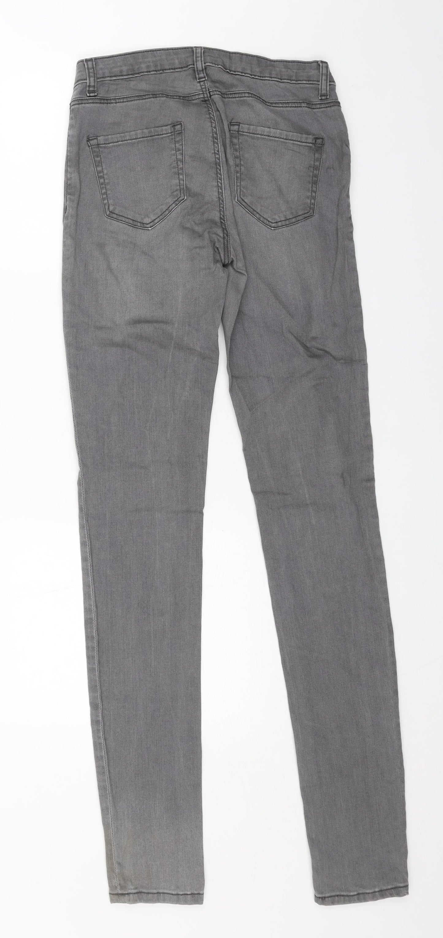 Denim & Co. Womens Grey Cotton Skinny Jeans Size 8 L32 in Regular Button