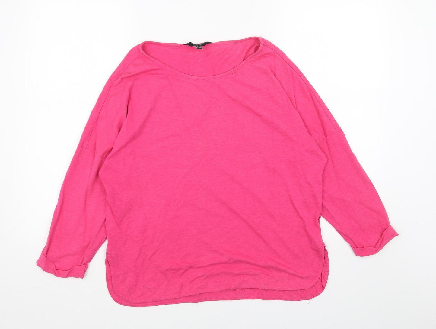 New Look Womens Pink Cotton Basic T-Shirt Size 12 Boat Neck
