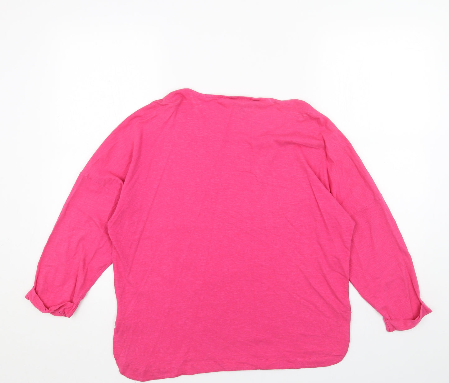 New Look Womens Pink Cotton Basic T-Shirt Size 12 Boat Neck
