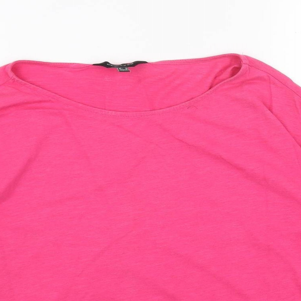 New Look Womens Pink Cotton Basic T-Shirt Size 12 Boat Neck