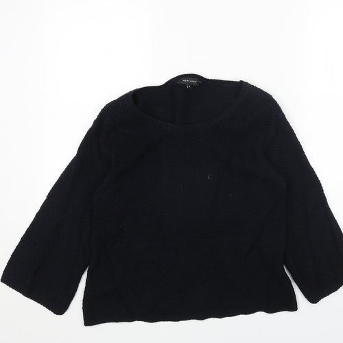 New Look Womens Blue Boat Neck Acrylic Pullover Jumper Size 8