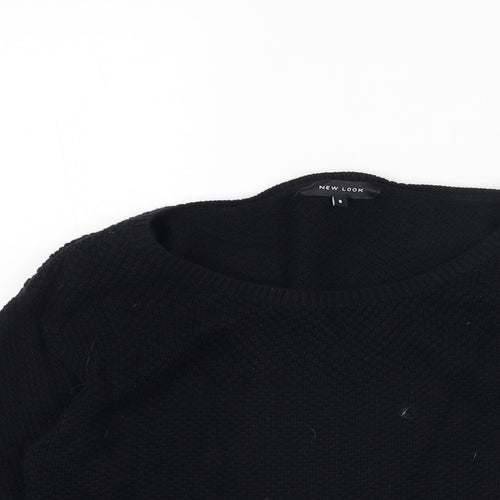 New Look Womens Blue Boat Neck Acrylic Pullover Jumper Size 8