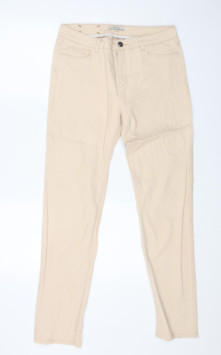 SINTESIS Womens Orange Cotton Straight Jeans Size 14 L30 in Regular Button