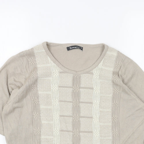 Bonmarché Womens Beige Scoop Neck Acrylic Pullover Jumper Size M