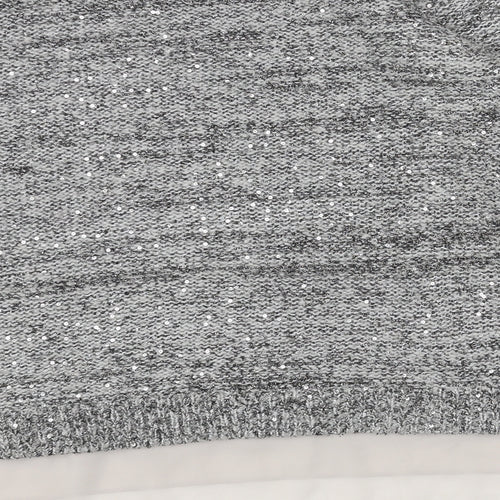 Marks and Spencer Womens Grey Scoop Neck Acrylic Pullover Jumper Size 12 - Chiffon Hem