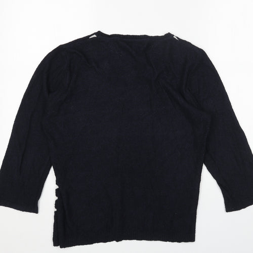 FAYE Womens Blue Scoop Neck Striped Acrylic Pullover Jumper Size 12
