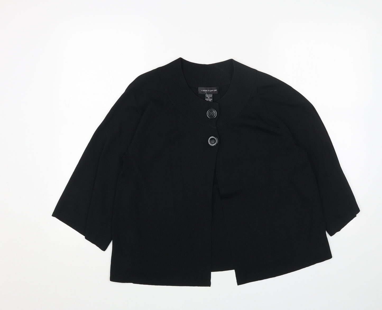 Cable & Gauge Womens Black Round Neck Viscose Cardigan Jumper Size M