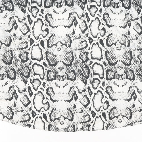 Divided by H&M Womens White Animal Print Viscose Basic Button-Up Size 12 V-Neck - Snake Print