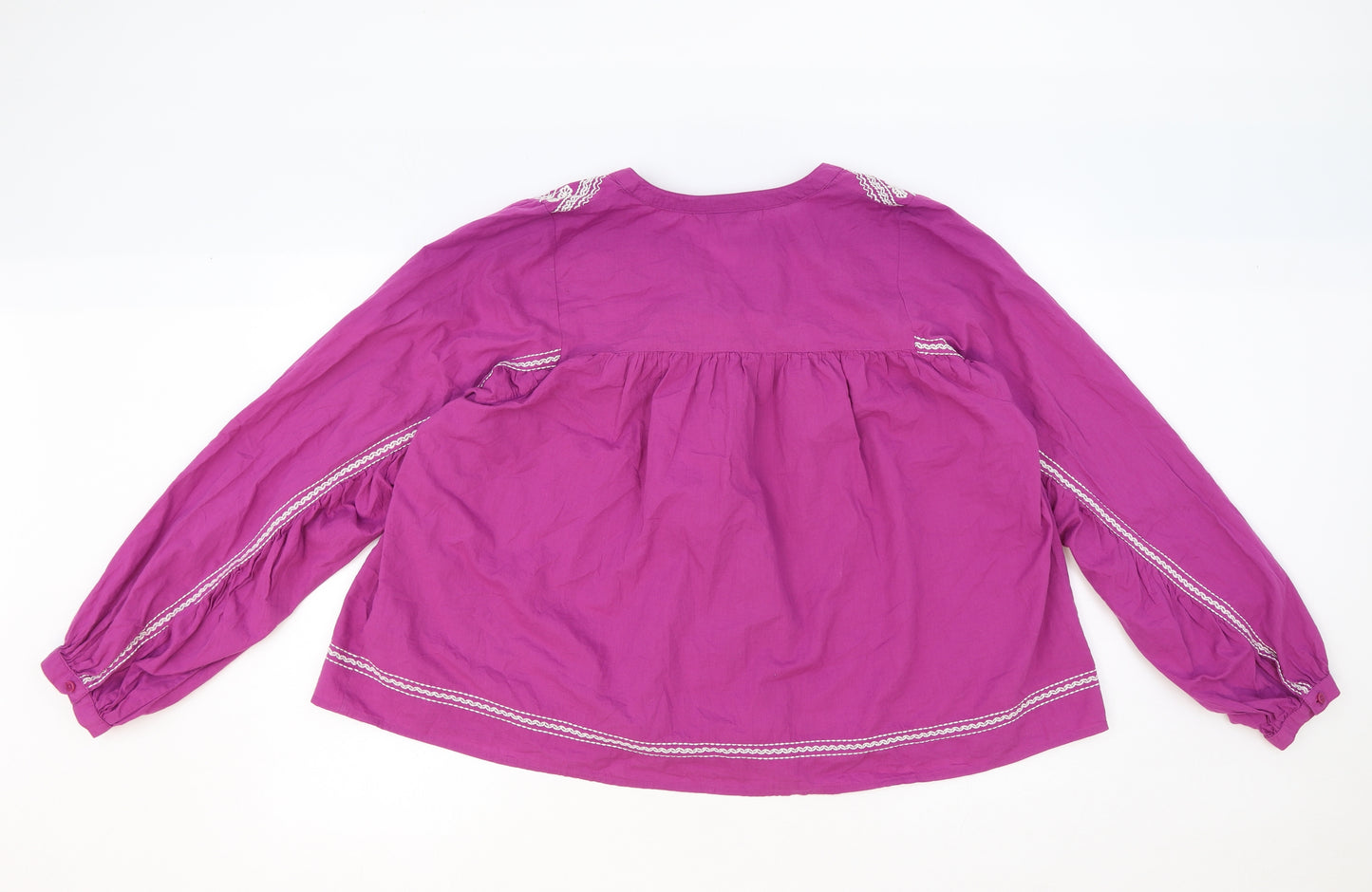 NEXT Womens Purple Cotton Basic Button-Up Size 14 Round Neck