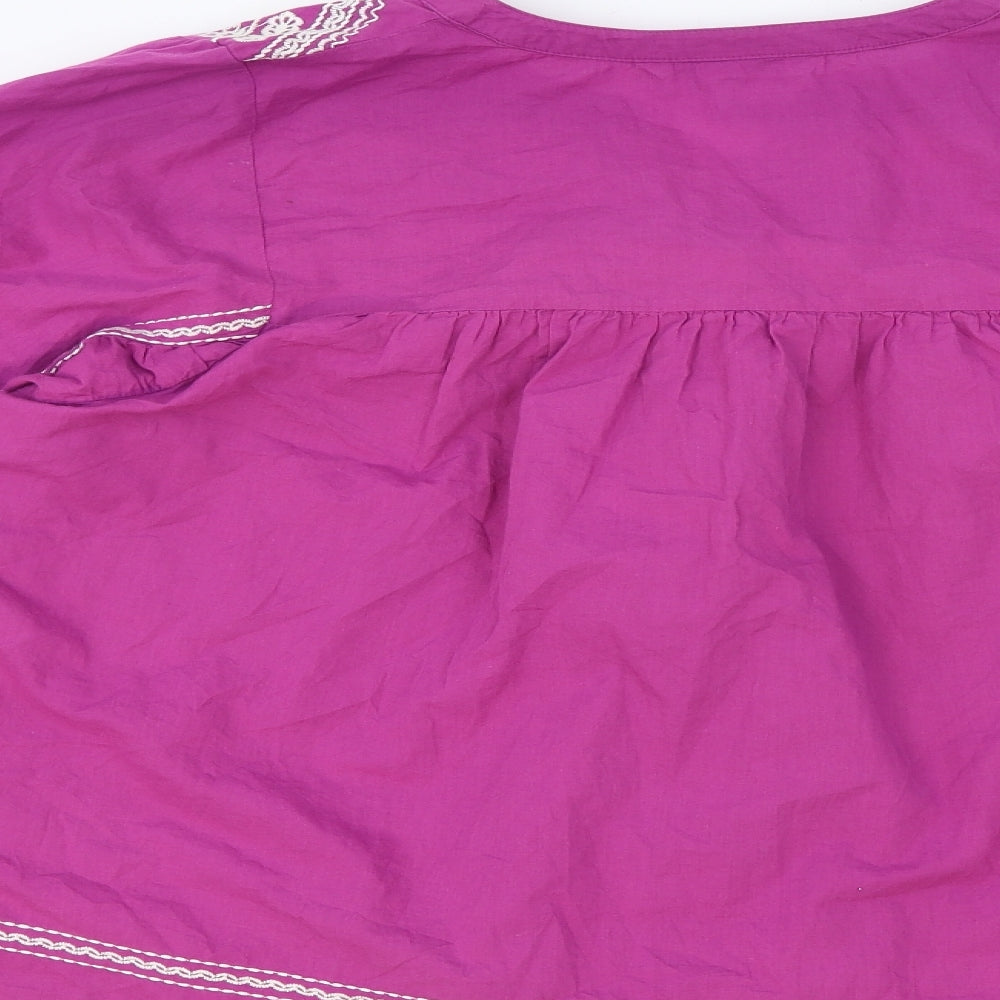 NEXT Womens Purple Cotton Basic Button-Up Size 14 Round Neck