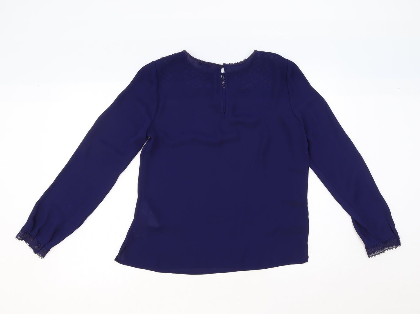 Reiss Womens Blue Polyester Basic T-Shirt Size 12 Round Neck