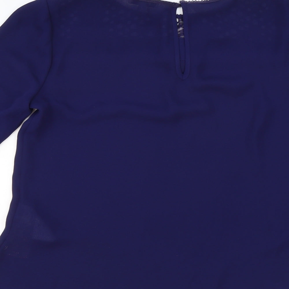 Reiss Womens Blue Polyester Basic T-Shirt Size 12 Round Neck