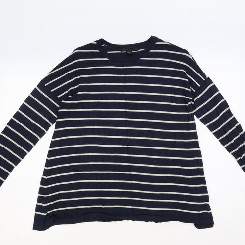 Atmosphere Womens Blue Round Neck Striped Viscose Pullover Jumper Size 12