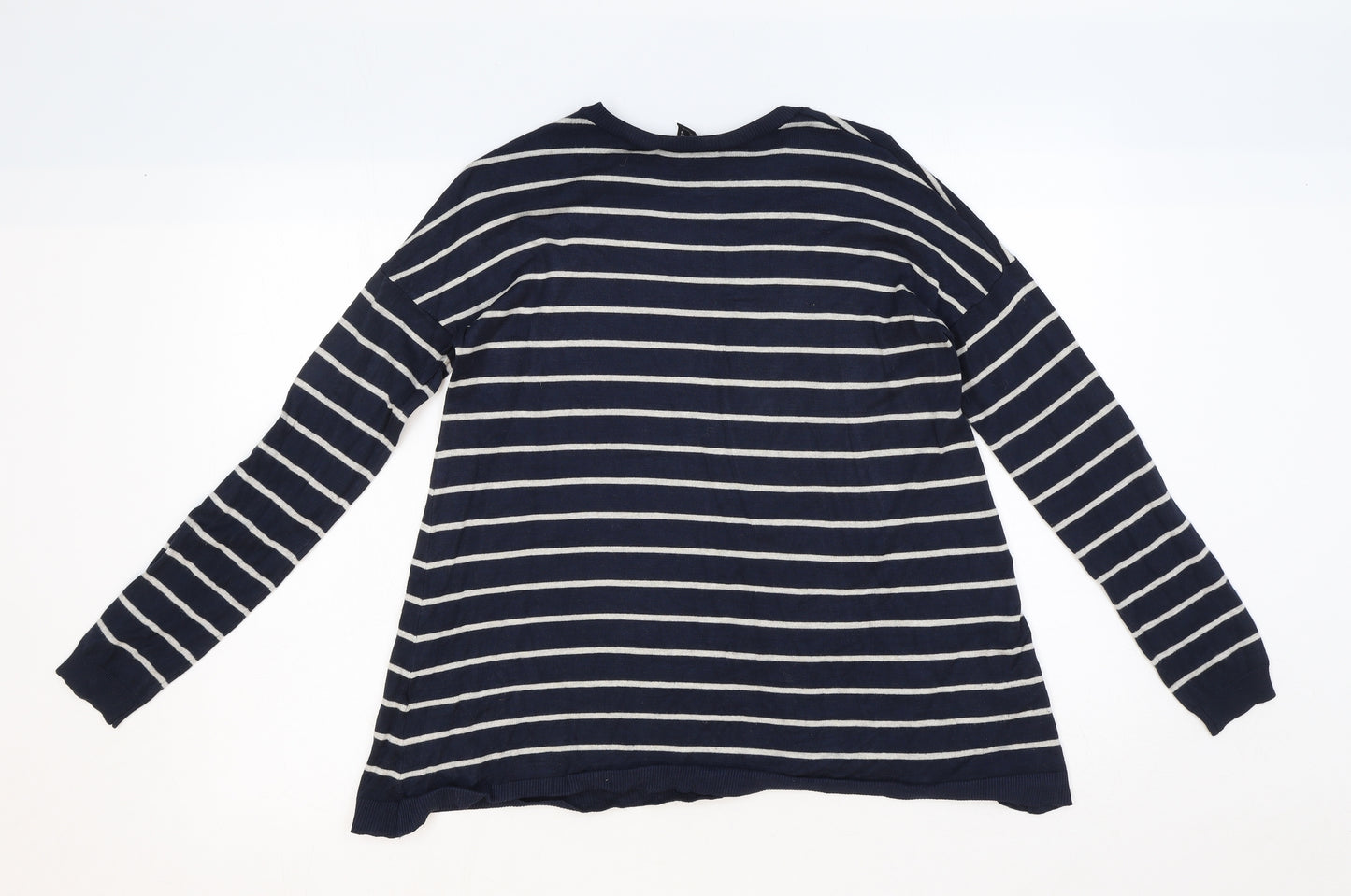 Atmosphere Womens Blue Round Neck Striped Viscose Pullover Jumper Size 12