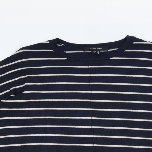 Atmosphere Womens Blue Round Neck Striped Viscose Pullover Jumper Size 12