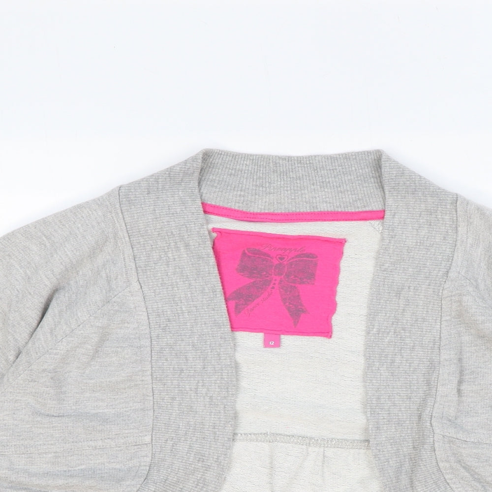 Pineapple Womens Grey V-Neck Cotton Shrug Jumper Size 12