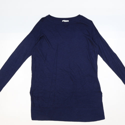 H&M Womens Blue Boat Neck Acrylic Pullover Jumper Size XS