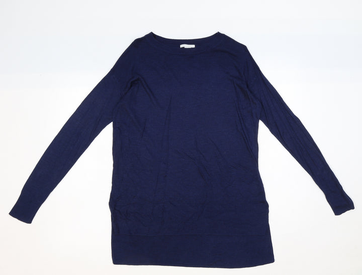 H&M Womens Blue Boat Neck Acrylic Pullover Jumper Size XS