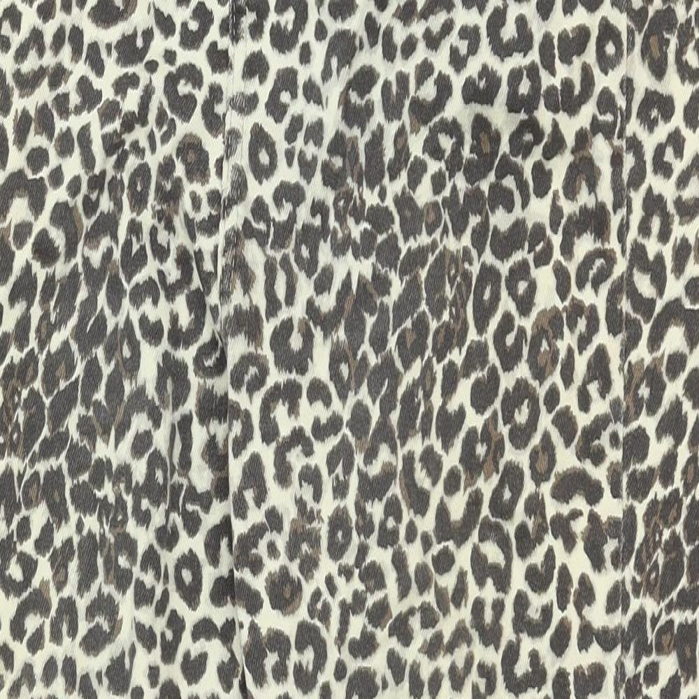 F&F Womens Multicoloured Animal Print Cotton Skinny Jeans Size 12 Regular Zip - Leopard Print
