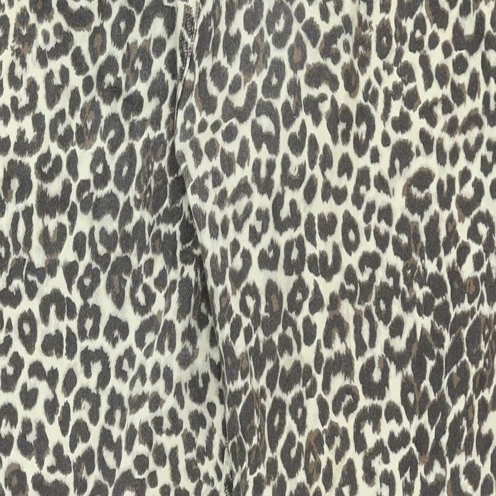 F&F Womens Multicoloured Animal Print Cotton Skinny Jeans Size 12 Regular Zip - Leopard Print