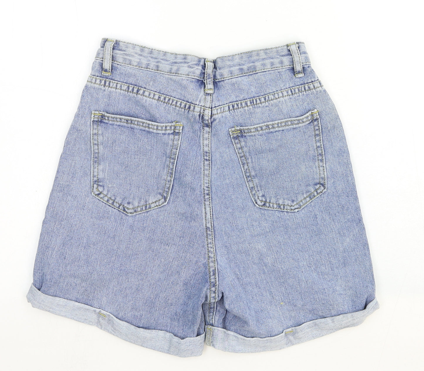 SheIn Womens Blue Cotton Mom Shorts Size XS Regular Zip