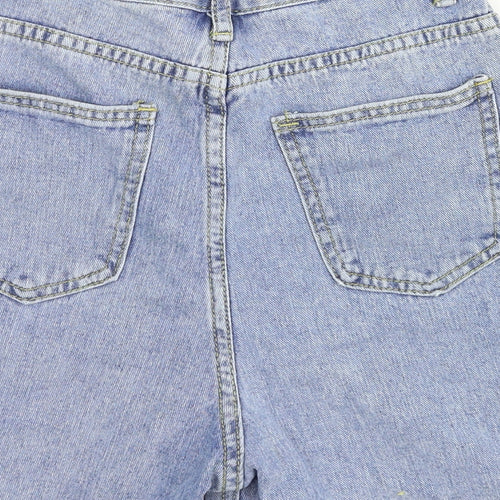 SheIn Womens Blue Cotton Mom Shorts Size XS Regular Zip