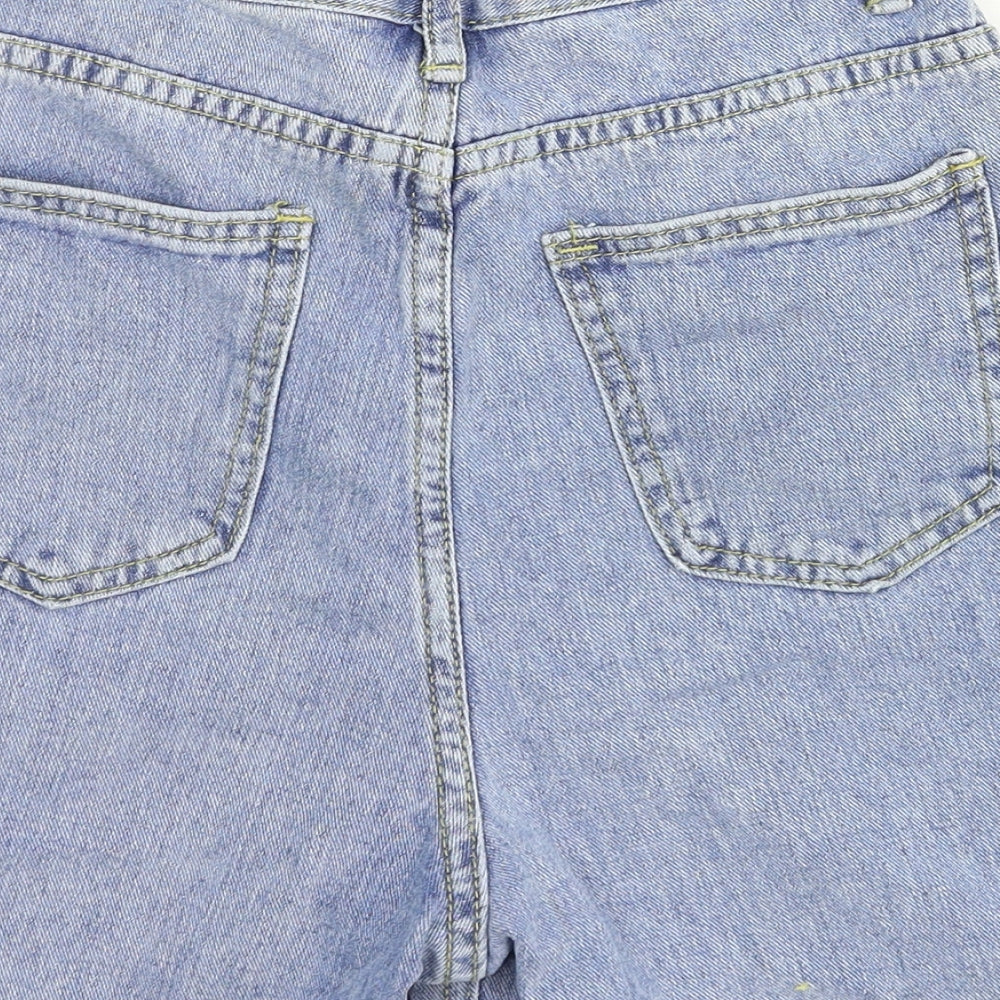 SheIn Womens Blue Cotton Mom Shorts Size XS Regular Zip