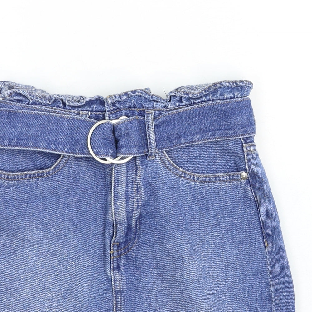 H&M Womens Blue Cotton Straight & Pencil Skirt Size 4XL Zip