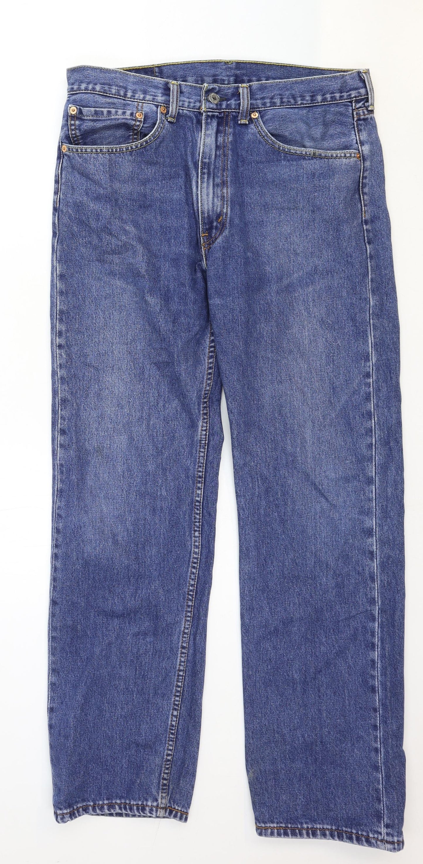 Levi Mens Blue Cotton Straight Jeans Size 34 in Regular Zip