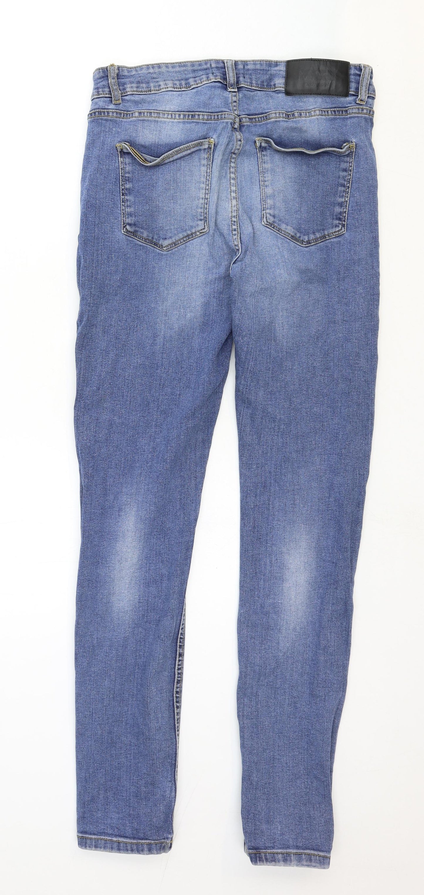 Boohoo Mens Blue Cotton Skinny Jeans Size 32 in Regular Zip