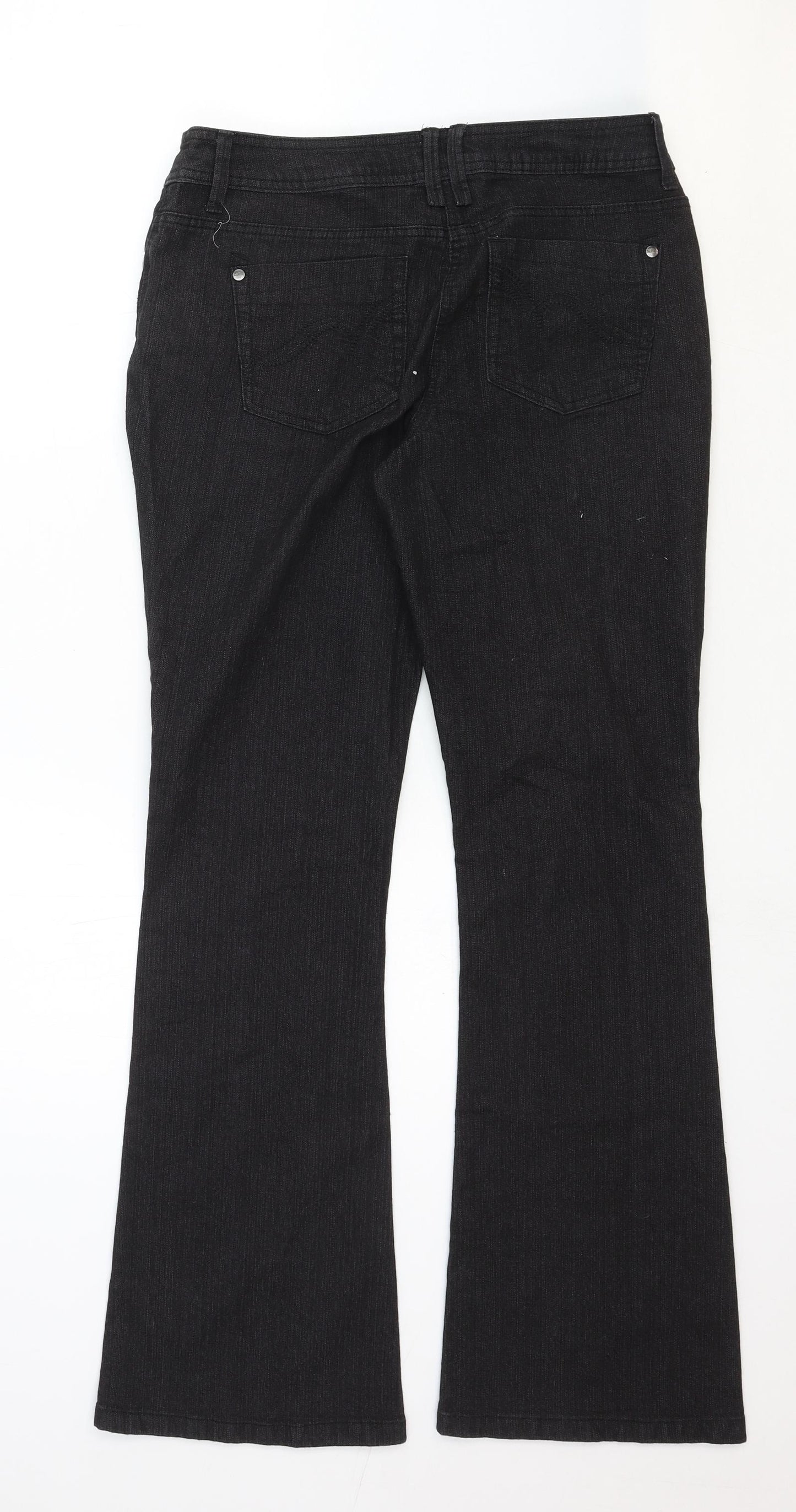 Debenhams Womens Black Cotton Bootcut Jeans Size 12 Regular Zip