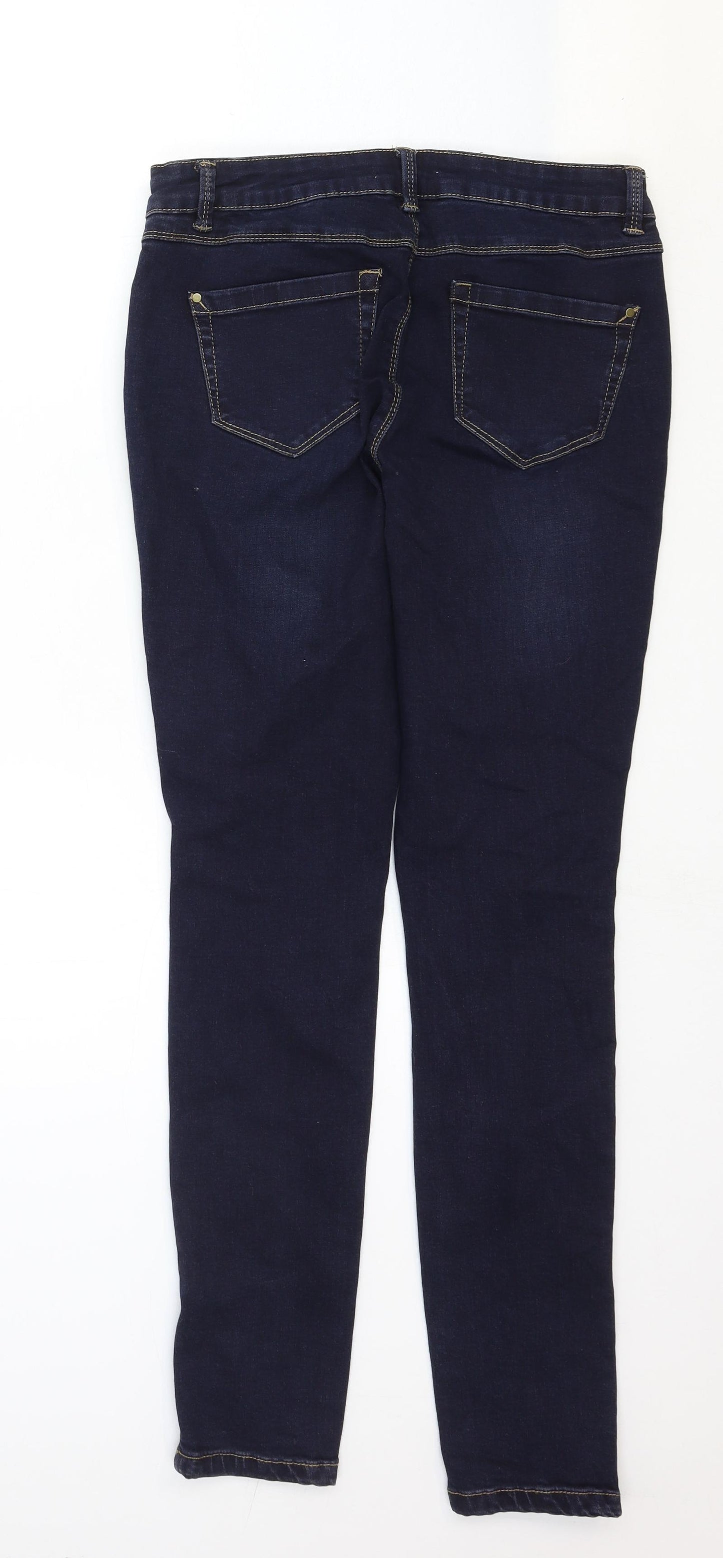 TU Womens Blue Cotton Skinny Jeans Size 12 Regular Zip